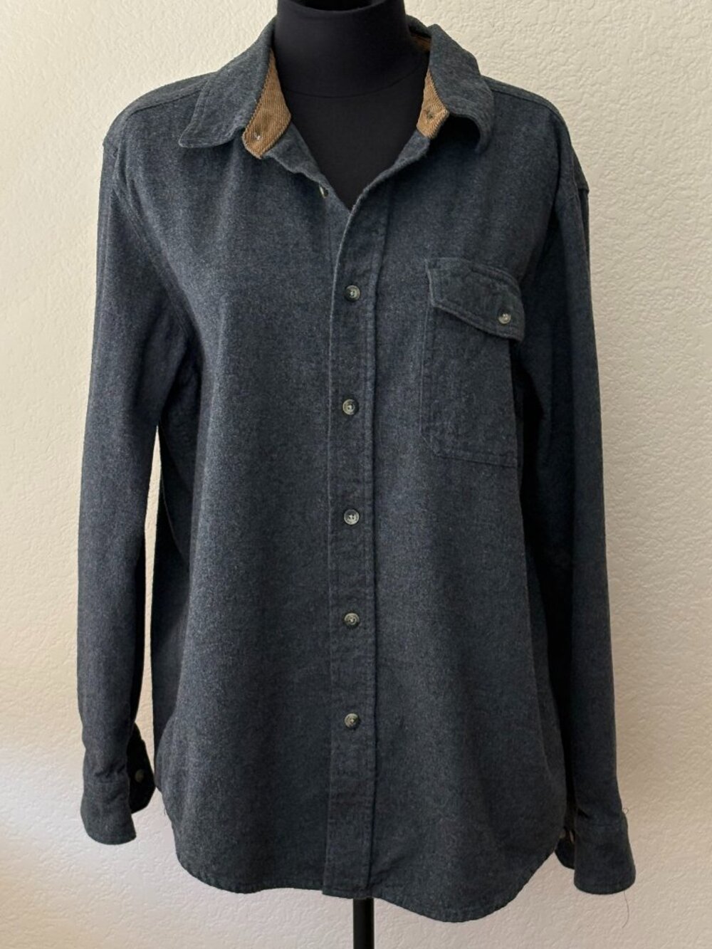 CQR Mens Heavyweight Flannel Shirt M Corduroy Trim